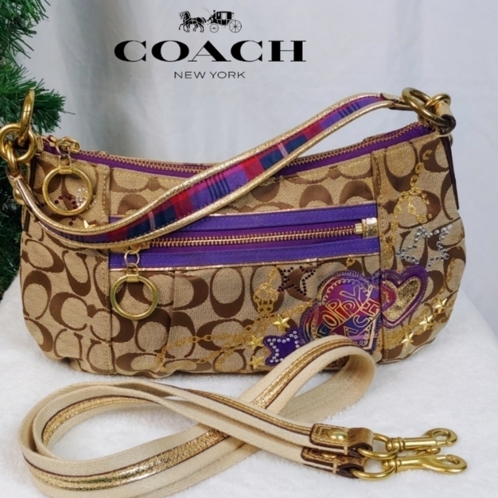 COACH Poppy Tartan Applique Groovy Crossbody